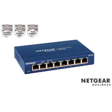 Netgear NETGEAR GS108GE Switch Unmanaged 8 porte Gigabit,Garanzia a vita+NBD