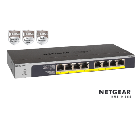 Netgear NETGEAR GS108LP Switch Unmanaged 8 porte Gigabit PoE+ (budget 60W),Garanzia a vita+NBD