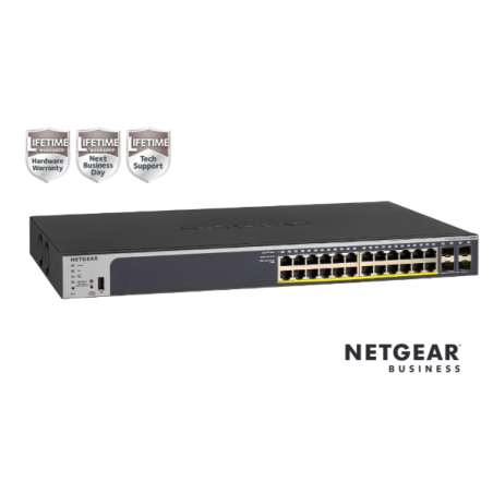 Netgear NETGEAR GS728TP Switch Smart Managed Pro 24 porte Gigabit PoE+(tot 190W),Garanzia a vita